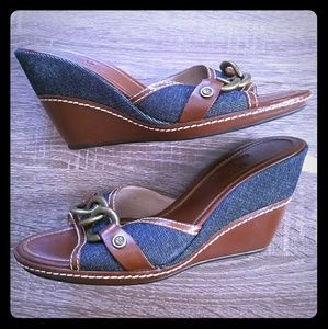 •Cole Haan• jean & leather wedge